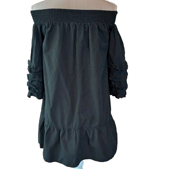 Zanzea Collection Off Shoulder Dress Medium Black Bell 3/4 Ruffle Sleeve - Picture 3 of 15
